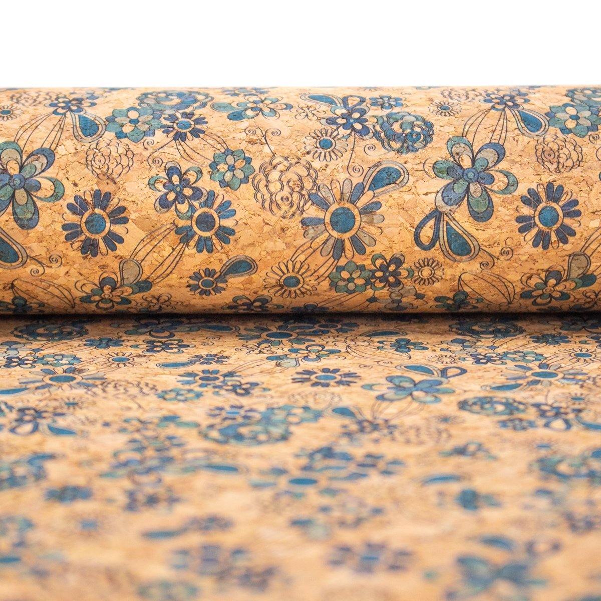 Flowers and grass pattern cork fabric COF-389