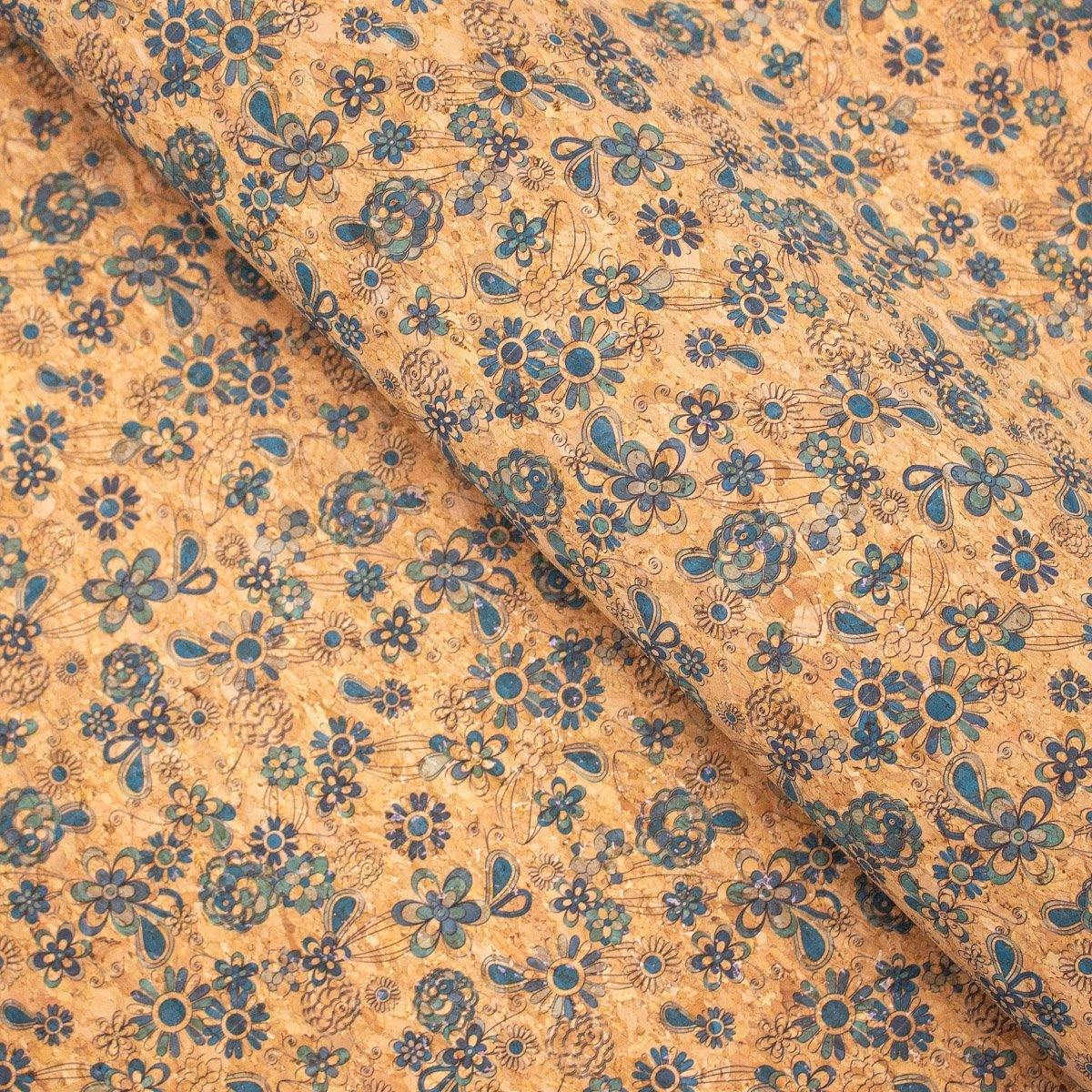 Flowers and grass pattern cork fabric COF-389