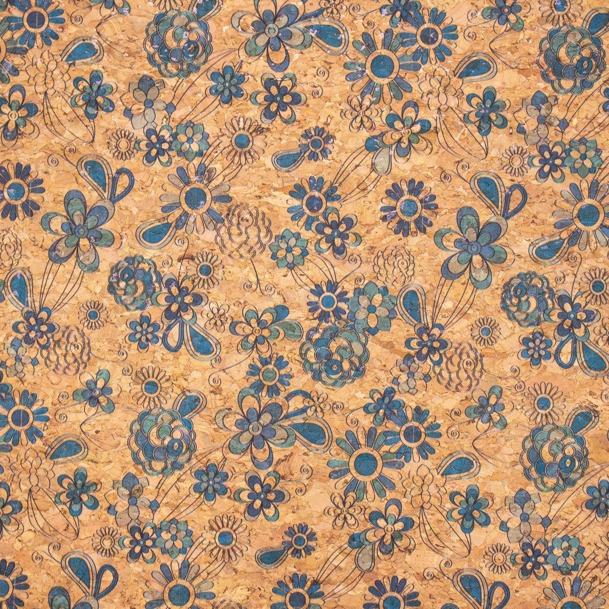 Flowers and grass pattern cork fabric COF-389