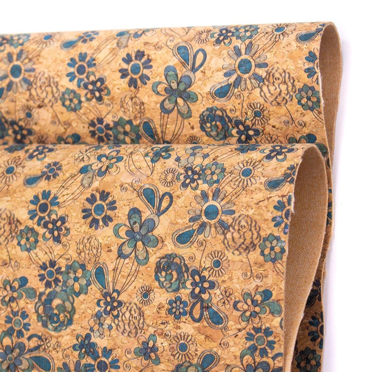 Flowers and grass pattern cork fabric COF-389